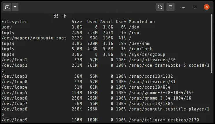 在Linux下使用df命令查看磁盘空间