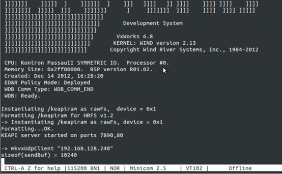 VxWorks 6.8上启动UDP 客户端程序